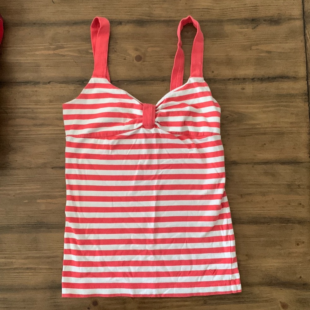 American Eagle coral striped tank top